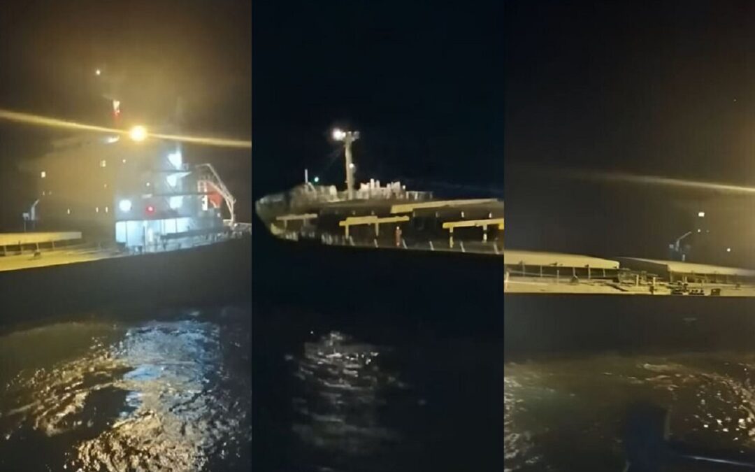 Puerto de Quequén: un buque sojero chocó contra un espigón